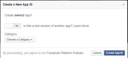 Create New Facebook App